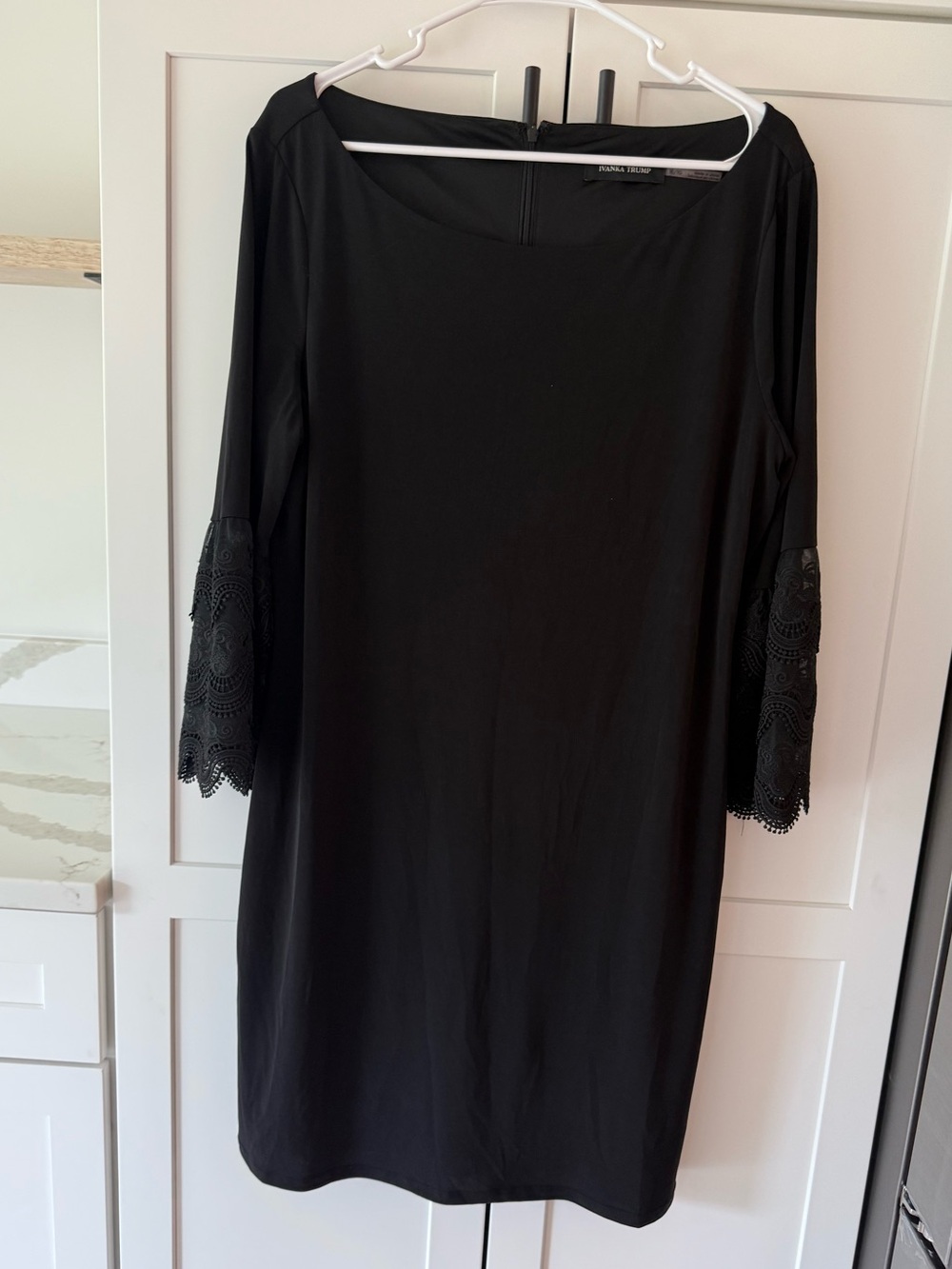 Ivanka Trump Black Shift Dress with Lace Bell Sleeves
